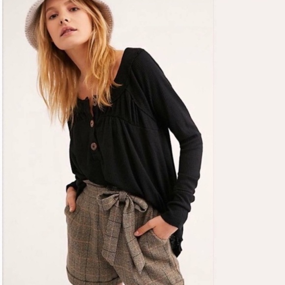 Free People the must have thermal Henley , sz small - Picture 2 of 10